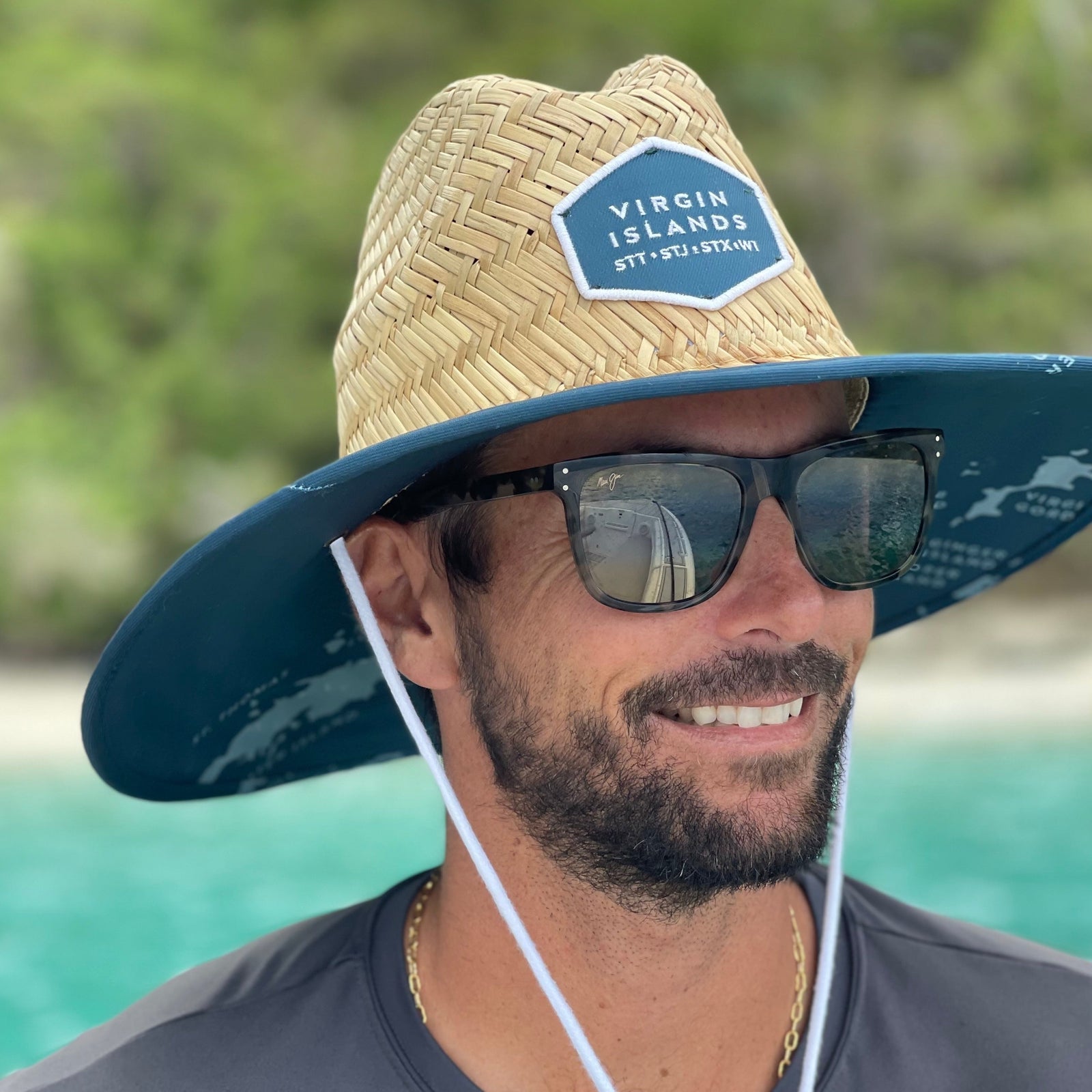 Burgee Co. Unisex Adult Lifeguard Hat - Dark Teal Island Map