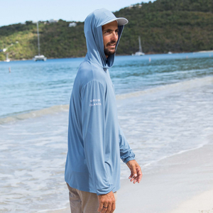 Burgee Co. Hooded Bamboo Sunshirt - Blue Bit