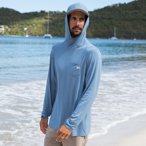 Burgee Co. Hooded Bamboo Sunshirt - Blue Bit