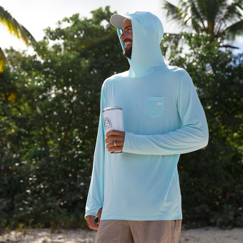 Burgee Co Bamboo hooded sunshirts with UPF50+ fabric in color Sandy Bay