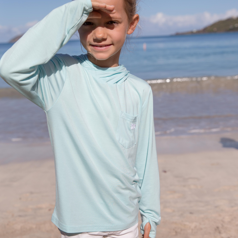 Burgee Co. Youth Hooded Bamboo Sunshirt - Sandy Bay